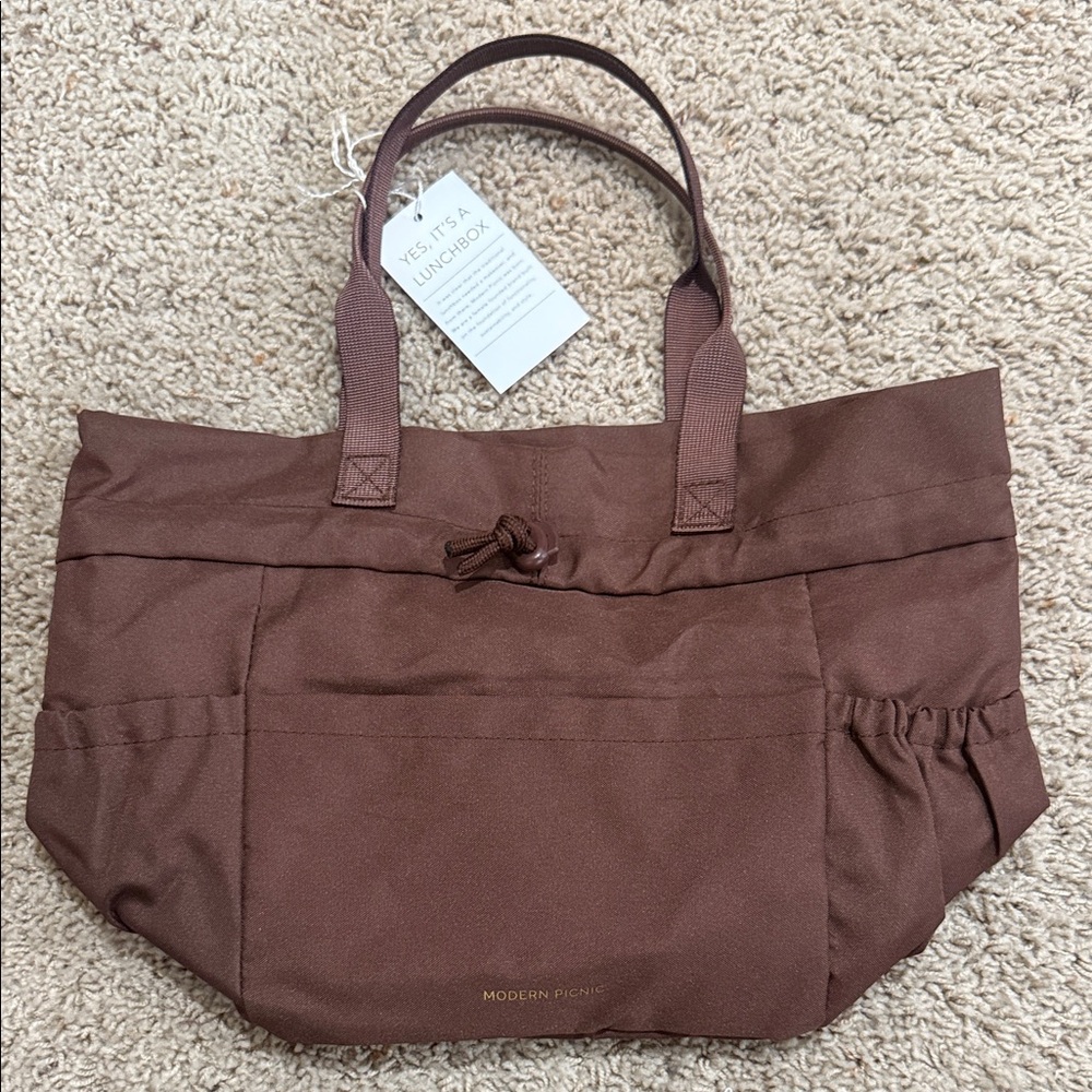 Modern Picnic Brown Insulated Lunch Bag